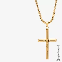 Steeltime Mens 18K Gold over Stainless Steel Cruifix Cross Pendant Necklace