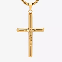 Steeltime Mens 18K Gold over Stainless Steel Cruifix Cross Pendant Necklace