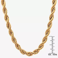 Mens 18K Gold Over Stainless Steel Hypoallergenic 30 Inch Rope Chain Necklace