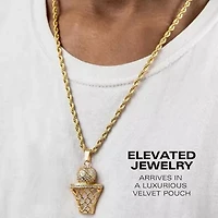 Steeltime Basketball Mens 2 1/4 CT. T.W. White Cubic Zirconia 18K Gold Over Stainless Steel Hypoallergenic 24 Inch Pendant Necklace