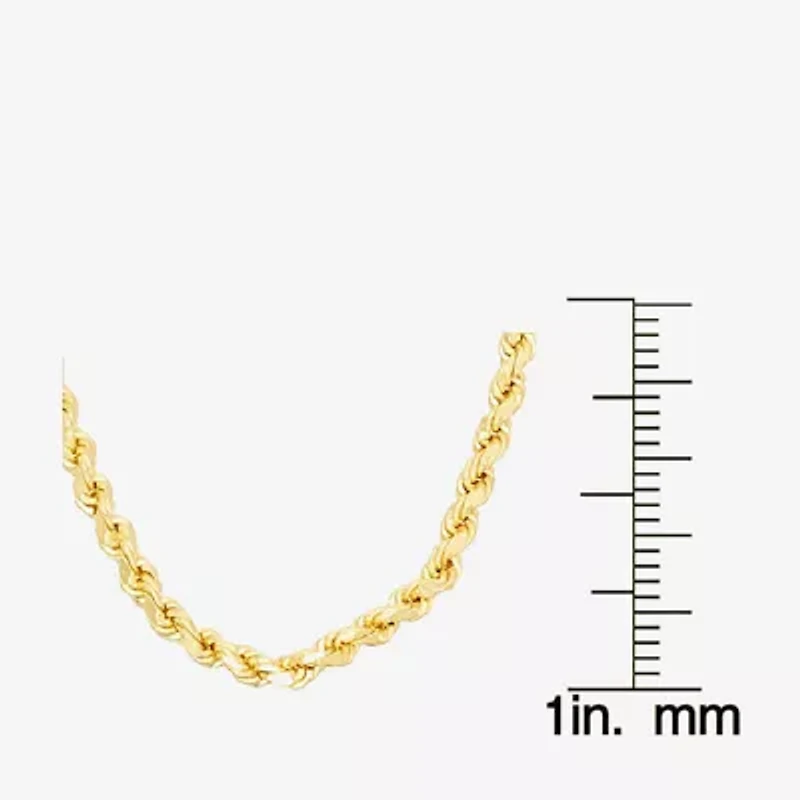 14K Gold over Silver Solid Rope 16-30 Inch Chain Necklace