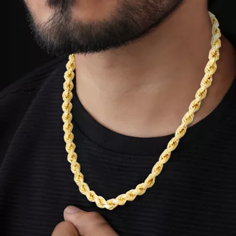 14K Gold over Silver Solid Rope 16-30 Inch Chain Necklace