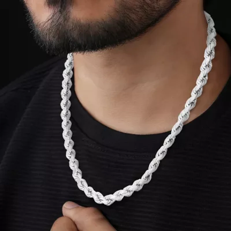 Sterling Silver Solid Rope Chain Necklace