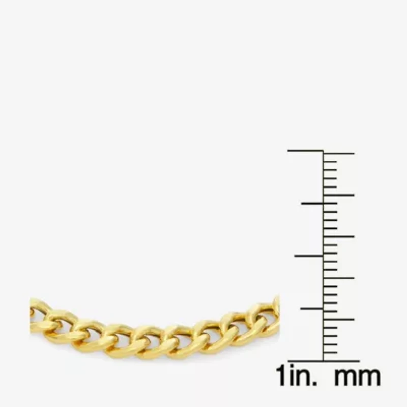 Made In Italy Womens 14K Gold Over Silver 10 Inch Hollow Curb Ankle Bracelet