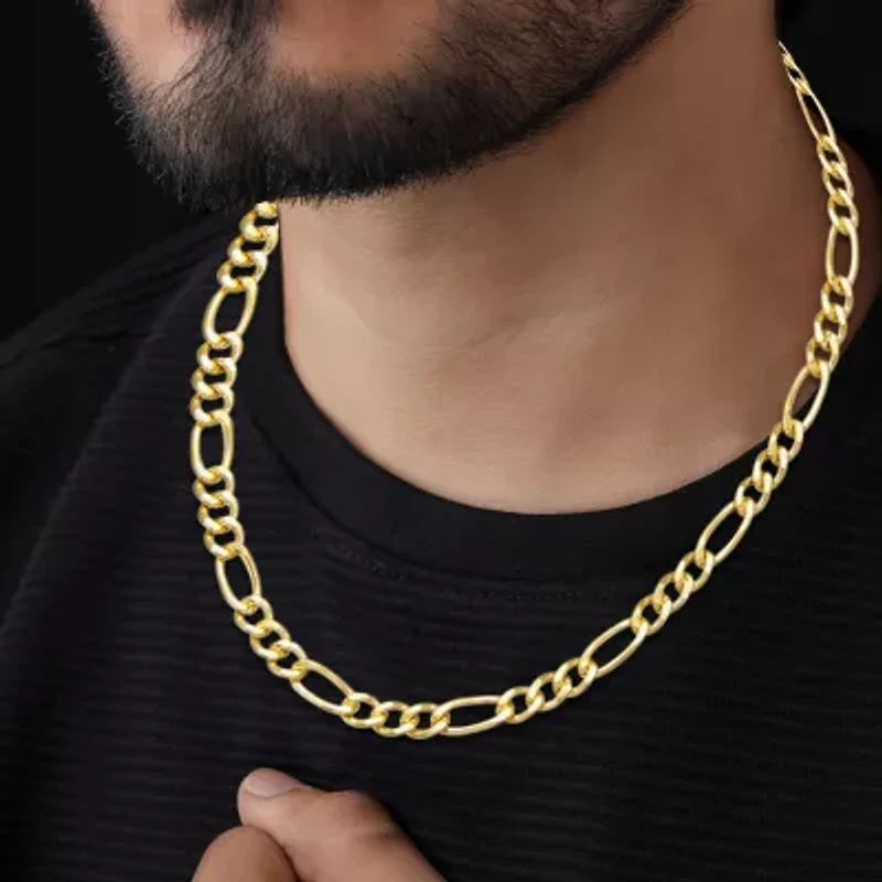 Made Italy Womens 14K Gold Over Silver 18 Inch Figaro Chain Necklace