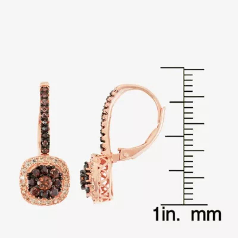 Womens 5/8 CT. T.W. Brown Cubic Zirconia 14K Rose Gold Over Silver Drop Earrings