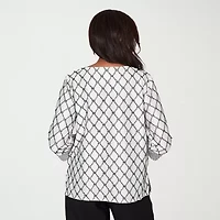 Alfred Dunner Womens U Neck 3/4 Sleeve T-Shirt