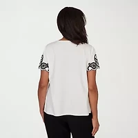 Alfred Dunner Womens Crew Neck Short Sleeve T-Shirt