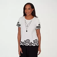 Alfred Dunner Womens Crew Neck Short Sleeve T-Shirt