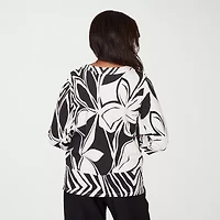 Alfred Dunner Womens Crew Neck 3/4 Sleeve T-Shirt