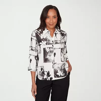 Alfred Dunner Womens 3/4 Sleeve Blouse