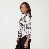 Alfred Dunner Womens 3/4 Sleeve Blouse