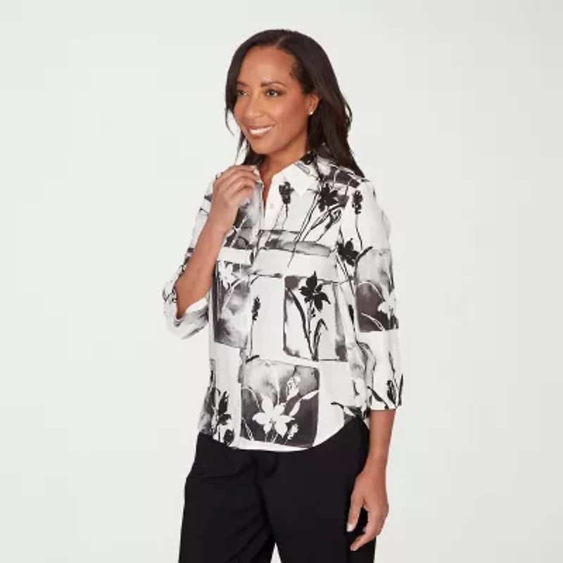 Alfred Dunner Womens 3/4 Sleeve Blouse