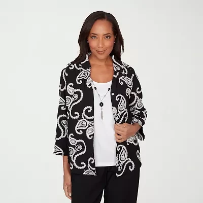 Alfred Dunner Womens 3/4 Sleeve Embroidered Blouse