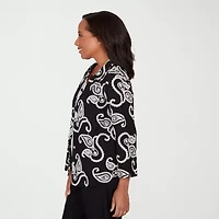 Alfred Dunner Womens 3/4 Sleeve Embroidered Blouse