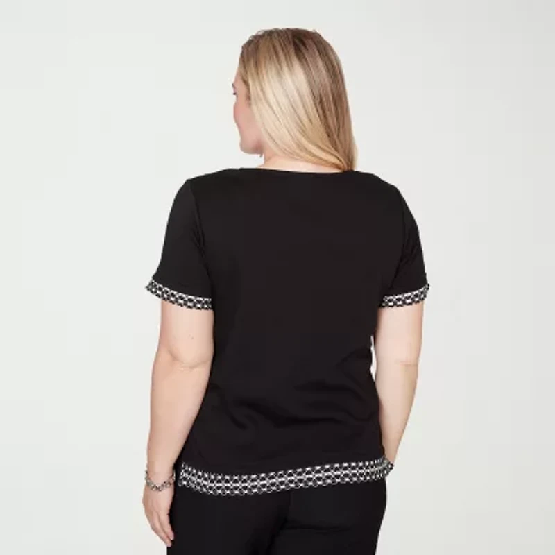 Alfred Dunner Crowd Pleaser Womens Crew Neck Short Sleeve T-Shirt