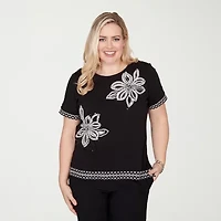 Alfred Dunner Crowd Pleaser Womens Crew Neck Short Sleeve T-Shirt