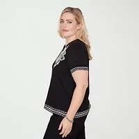 Alfred Dunner Crowd Pleaser Womens Crew Neck Short Sleeve T-Shirt