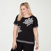 Alfred Dunner Crowd Pleaser Womens Crew Neck Short Sleeve T-Shirt