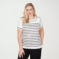 Alfred Dunner Crowd Pleaser Womens Crew Neck Short Sleeve T-Shirt