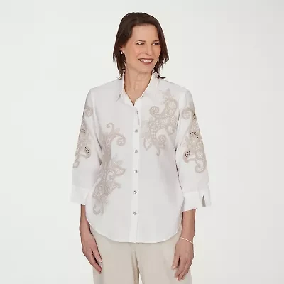 Alfred Dunner Womens 3/4 Sleeve Blouse