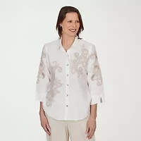 Alfred Dunner Womens 3/4 Sleeve Blouse