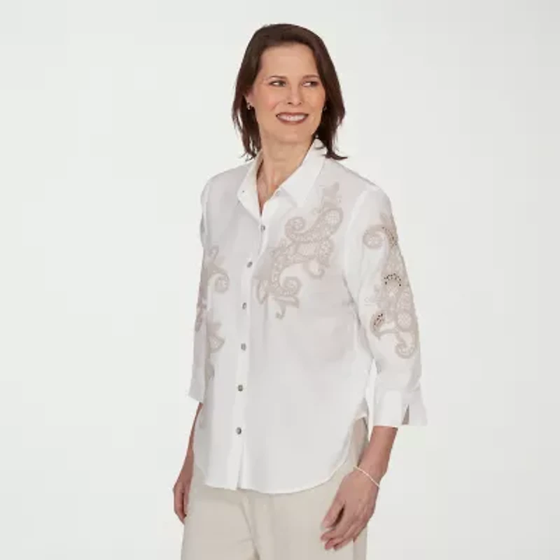 Alfred Dunner Womens 3/4 Sleeve Blouse