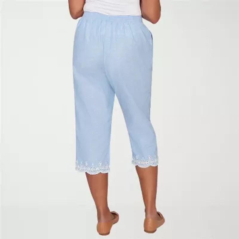 Alfred Dunner Caribbean Blues Womens Misses Short Straight Capri Pant