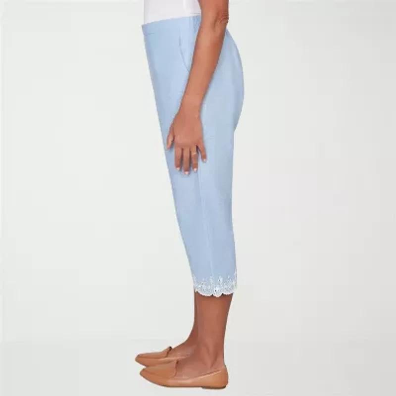 Alfred Dunner Caribbean Blues Womens Misses Short Straight Capri Pant