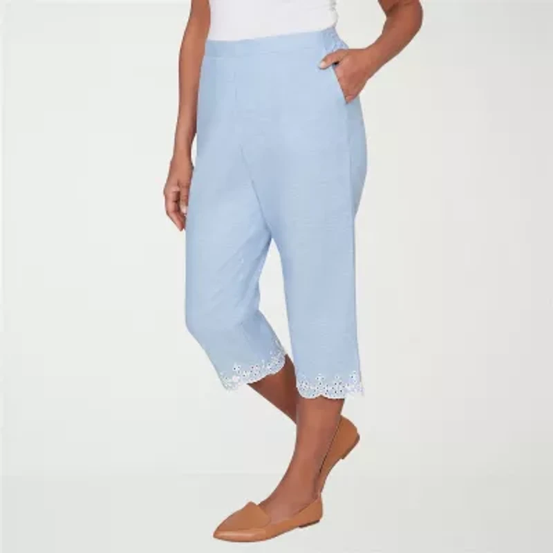 Alfred Dunner Caribbean Blues Womens Misses Short Straight Capri Pant