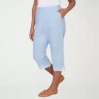 Alfred Dunner Caribbean Blues Womens Misses Short Straight Capri Pant