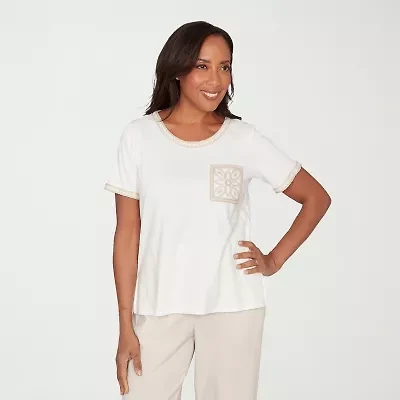 Alfred Dunner Womens Crew Neck Short Sleeve T-Shirt