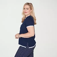 Alfred Dunner Port Side Womens Crew Neck Short Sleeve T-Shirt