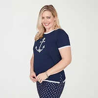 Alfred Dunner Port Side Womens Crew Neck Short Sleeve T-Shirt