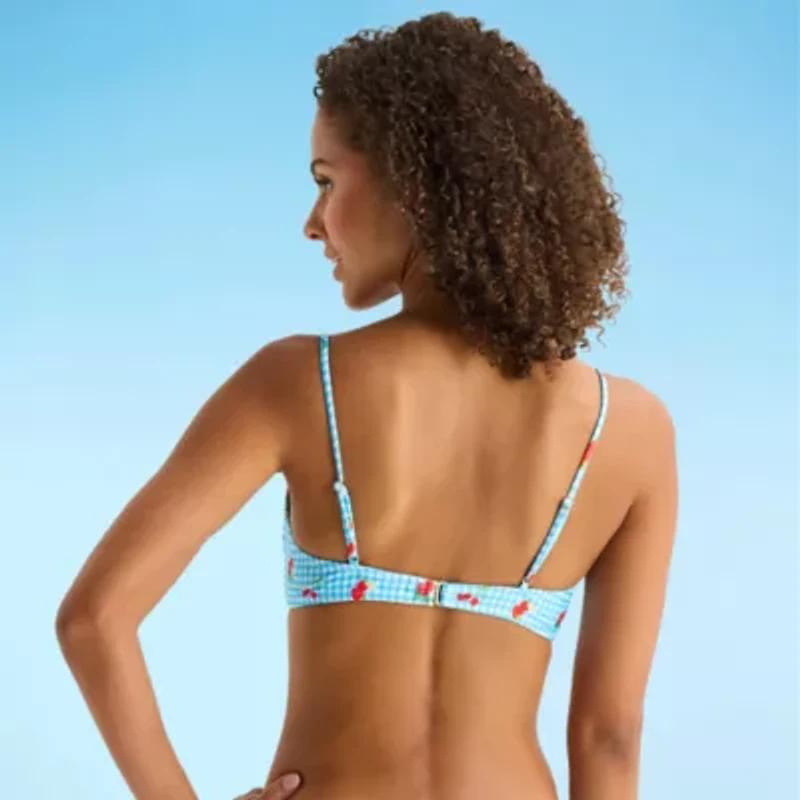 Arizona Womens Adjustable Straps Gingham Juniors Bralette Bikini Swimsuit Top