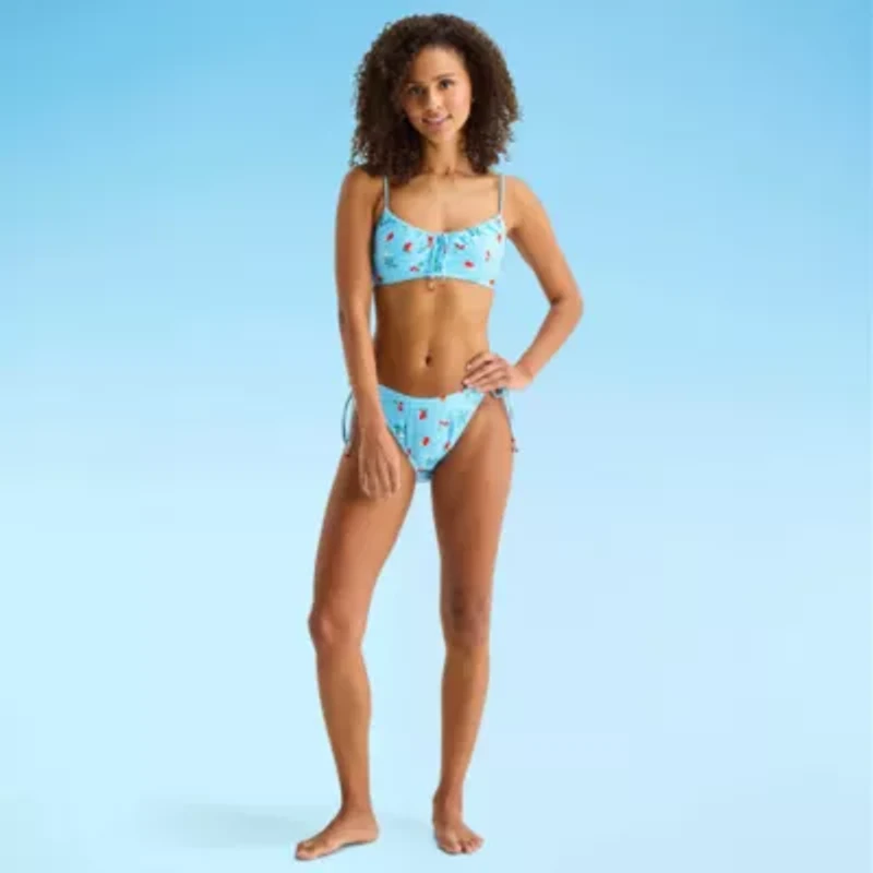 Arizona Womens Adjustable Straps Gingham Juniors Bralette Bikini Swimsuit Top