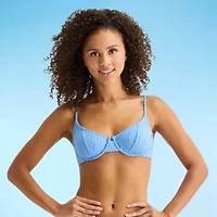 Arizona Womens Adjustable Straps Textured Chevron Juniors Bralette Bikini Swimsuit Top