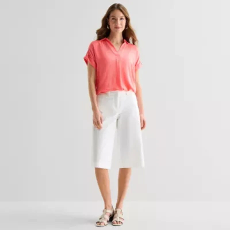 Liz Claiborne Womens Short Sleeve Blouse