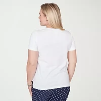 Alfred Dunner Port Side Womens Square Neck Short Sleeve T-Shirt