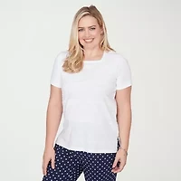 Alfred Dunner Port Side Womens Square Neck Short Sleeve T-Shirt