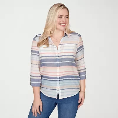 Alfred Dunner Womens 3/4 Sleeve Blouse