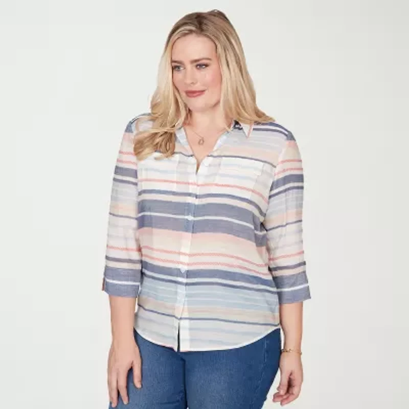 Alfred Dunner Womens 3/4 Sleeve Blouse