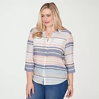 Alfred Dunner Womens 3/4 Sleeve Blouse