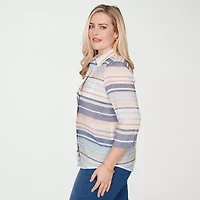 Alfred Dunner Womens 3/4 Sleeve Blouse