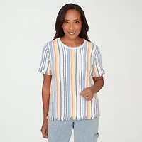 Alfred Dunner Out Of The Blue Womens Crew Neck Short Sleeve T-Shirt