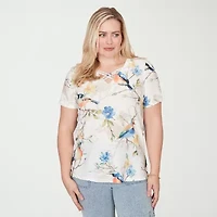 Alfred Dunner Out Of The Blue Womens V Neck Short Sleeve T-Shirt