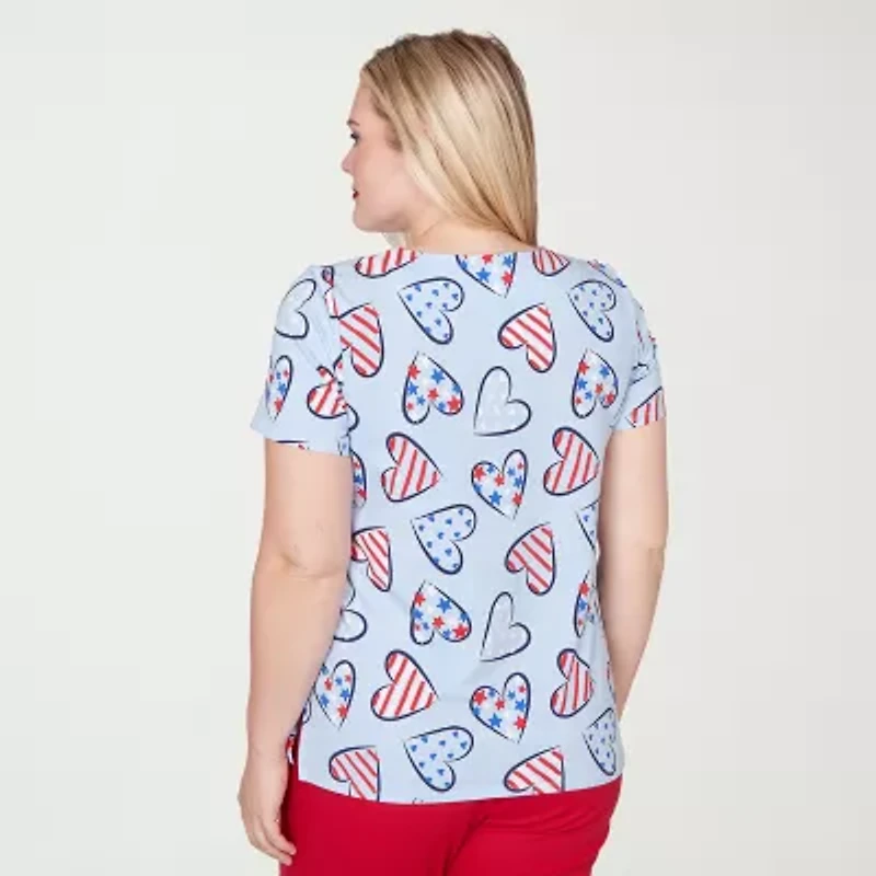 Alfred Dunner Lady Liberty Womens Crew Neck Short Sleeve T-Shirt