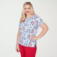 Alfred Dunner Lady Liberty Womens Crew Neck Short Sleeve T-Shirt