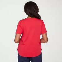 Alfred Dunner Lady Liberty Womens Crew Neck Short Sleeve T-Shirt