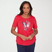 Alfred Dunner Lady Liberty Womens Crew Neck Short Sleeve T-Shirt